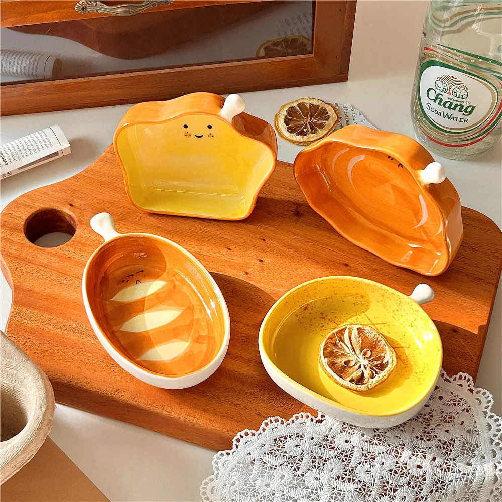Sauce Dipping Cup - Yaratıcı Ekmek Şekilli Seramik Tabak, Küçük